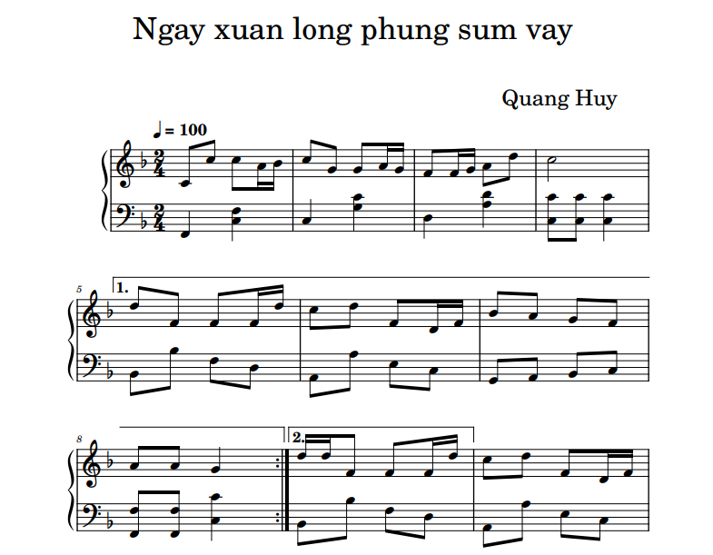 Ngay xuan long phung sum vay for piano solo